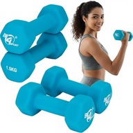 HANTLE NEOPRENOWE ŻELIWNE 2X1,5 KG NIEBIESKIE – ZESTAW CIĘŻARKÓW FITNESS