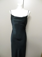 Sukienka midi XS satynowa lejący dekolt XS butelkowa zieleń midi