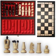 SZACHY drewniane WE WKŁADCE 31x31 - Gratis zeszyt z zasadami czarne