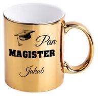 KUBEK ZŁOTY NA PREZENT PAN MAGISTER + IMIĘ