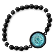 Bransoletka z onyksu boho mandala żywiołu powietrza kamienie czarne onyks