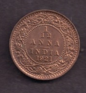 Indie Brytyjskie - 1/12 Anna 1921 rok