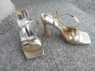 PUBLIC DESIRE nr 39-39,5/6UK złote sexy sandały na obcasie