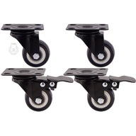 KOMPLET 4 KÓŁKA FI50 DO WÓZKA REGAŁU SZAFKI OBROTOWE MOCNE Z HAMULCEM