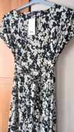 WZORZYSTA SUKIENKA MIDI CZARNA DAMSKA