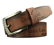 Brązowy pasek do spodni z grawerem 117cm