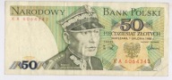 PRL - Banknot 50 zł. 1988 seria KA/z obiegu/