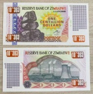 Banknot kolekcjonerski One Centillion dolar Zimbabwe UNC UV Smart xshop