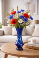 DUŻY WAZON KOBALTOWY PRL ,,Huta Szkła LAURA ''