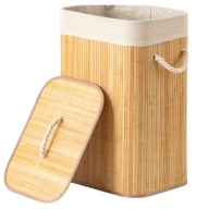 KOSZ NA PRANIE BAMBUSOWY 72L Z POKRYWA POJEMNIK LAZIENKA