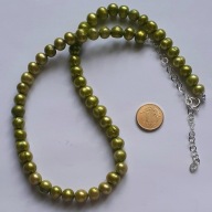 Retro*oliwkowe perły słodkowodne- 6mm,srebro 925