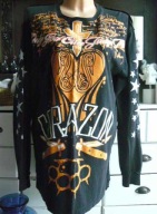 BLACK LABEL bluzka tunika 48 50 52 goth metal cudo