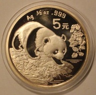PANDA - 5 YUAN - JUANÓW 1994 CHINY PANDA - 0,5 OZ 999 - PÓŁ UNCJI SREBRA