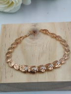 Bransoletka Damska Pozłacana Ogniwa Geometryczne Tarcze Cyrkonie Gold Look