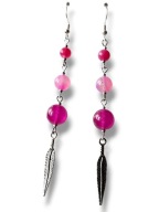 JFAG03 Kolczyki kamienie JADEIT FUKSJA AGAT