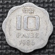 *INDIE [1923]*10 pajs *10 PAISE 1986 Republika Indii *Lwia Stolica Ashoki