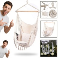 HAMAK FOTEL WISZĄCY KRZESŁO BRAZYLIJSKIE OGRODOWY HUŚTAWKA PODUSZKI 130KG