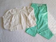 Cool Club bluzka z muślinu w kwiatki nowa spodnie zielone roz 128