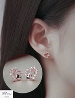 Kol0096 Kolczyki Srebro925 zlocone serduszko różowe złoto