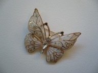 BROSZKA MOTYL MOTYLEK Z DROBINKAMI MASY PERŁOWEJ + PUDEŁKO PREZENTOWE