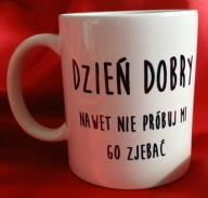 Kubek handmade z humorystycznym napisem