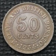 MALAJE I BRYTYJSKIE BORNEO [1418]*50 centów 1954 Elżbieta II, *50 CENTS