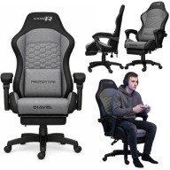 Fotel Gamingowy Obrotowy Biurowy Materiałowy Diavel Pro XL Podnóżek Czarny