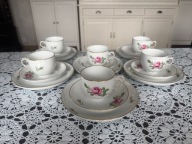 Róże Furstenberg piękny zestaw 6 osób kawa herbata