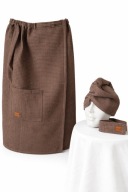Zestaw Pareo Ręcznik do sauny+Turban+opaska|Tkanina wafelkowa|szybkoschnące