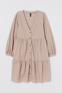 H & M sukienka babydoll oversize bufki falbanka baskinka boho odcinana mini