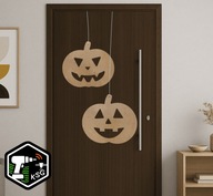 Dwie Drewniane Dynie Ozdoba Halloween na Drzwi Okno