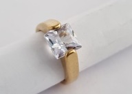 PIERŚCIONEK POZŁACANY KRYSZTAŁ STAL