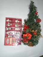 CHOINKA STARE OZDOBY CHOINKOWE ZESTAW BOMBEK STROIK DREWNIANE BAŁWANKI PRL