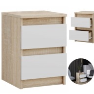SZAFKA NOCNA DĄB SONOMA BIAŁA STOLIK NOCNY DWIE SZUFLADY 30cm SYPIALNIA