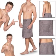 SAUNA RĘCZNIK KILT MĘSKI DO SAUNY BAWEŁNA FROTTE SZARY 50X140 CM NOWY