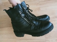 Skórzane Botki trapery na suwak sznurowane r. 40