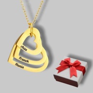 Naszyjnik trzy serca - grawer gratis - napis - prezent