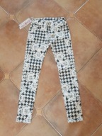 Spodnie biało czarne niski stan wzory S 36