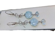 KOLCZYKI *WAŻKI* Z NATURALNYMI AMAZONITAMI I TOPAZAMI SKY BLUE - SREBR0-925