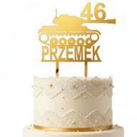 topper na tort dekoracja urodziny personalizacja CZOŁG!!!złote lustro plexi