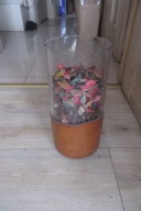 DUŻY WAZON SZKŁO ZDOBIONY SKÓRĄ