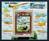 Korea Północna 1980 Znaczki Blok 85A ** lotnictwo samoloty Lufthansa