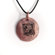 Ateńska sowa - wisior z miedzi. Kuty jak tysiące lat temu. Destrukt.