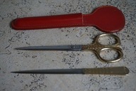 SOLINGEN ZESTAW NÓŻ DO PAPIERU NOŻYCZKI DO LISTÓW ANTYK VINTAGE ETUI SKÓRA