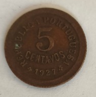 moneta Portugalia 5 centavos 1927