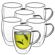 SZKLANKI DO HERBATY KAWY LATTE TERMICZNE 350 ml PODWÓJNE ŚCIANKI KUBKI 6szt