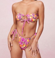 Nasty Gal bandeau bikini strój kąpielowy S 36 floral tie front bandeau top