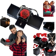 PREZENT NA WALENTYNKI DLA DZIEWCZYNY ŻONY WIECZNA RÓŻA SZKATUŁKA NASZYJNIK