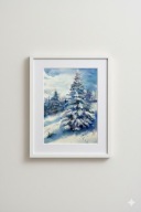 Akwarela pejzaż zimowy