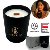 Mocna Czarna Świeca Zapachowa 320g AMBER NOIR knot drewniany NA PREZENT